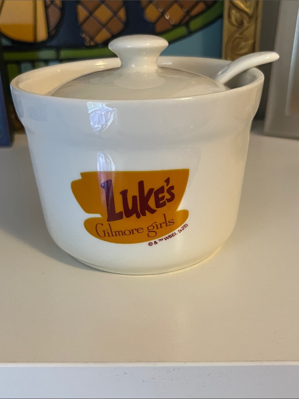 Gilmore Girls Luke’s White Ceramic Sugar Bowl with Lid